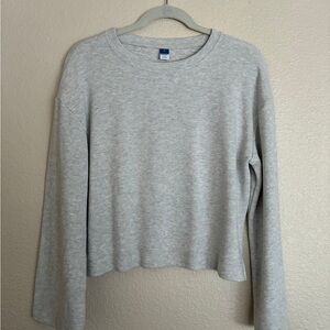 Old Navy Heather Gray Waffle-Knit Long Sleeve Top (Size M)